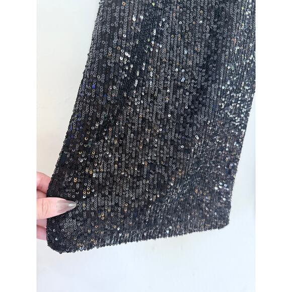 TRUTH by Republic jet black noir fully sequin embellished bootcut trouser pants - Picture 5 of 11
